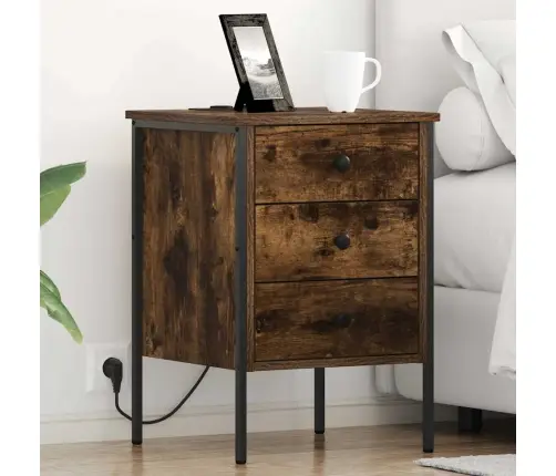 Gultas Skapji 2 Pcs Dūmakaina Ozolkoka 42 X 41 X 61 Cm Vidaxl