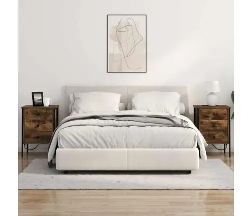 Gultas Skapji 2 Pcs Dūmakaina Ozolkoka 42 X 41 X 61 Cm Vidaxl