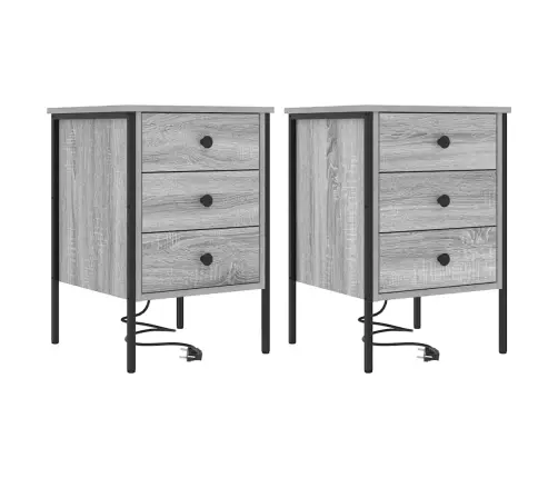 Šalia Lovos Spintelė 2 Pcs Pilkas Sonoma 42 X 41 X 61 Cm