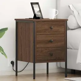 Šalia Lovos Spintelė 2 Pcs Ruda Ąžuolo 42 X 41 X 61 Cm