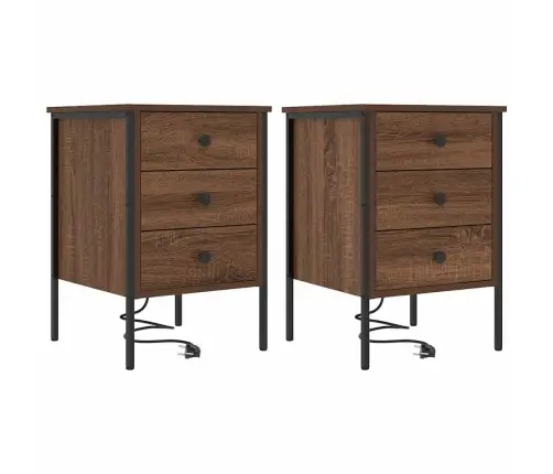 Gultas Skapji Ar Atvilktni 2 Pcs Brūna Ozolkoka 42 X 41 X 61 Cm Vidaxl