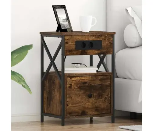 Öölambi Kapp 2 Pcs Suitsetatud Tamm 40 X 31 X 60 Cm Tehispuit