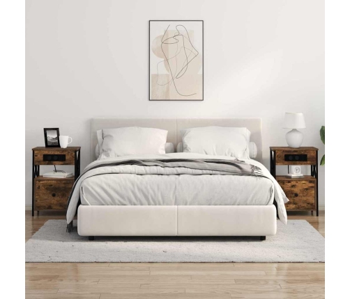Gultas Skapji 2 Pcs Dūmakaina Ozolkoka 40 X 31 X 60 Cm Vidaxl