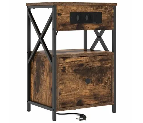 Öölambi Kapp 2 Pcs Suitsetatud Tamm 40 X 31 X 60 Cm Tehispuit