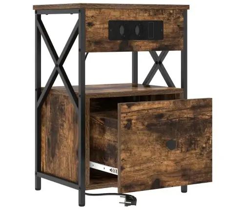 Öölambi Kapp 2 Pcs Suitsetatud Tamm 40 X 31 X 60 Cm Tehispuit