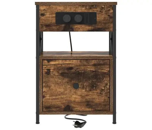 Öölambi Kapp 2 Pcs Suitsetatud Tamm 40 X 31 X 60 Cm Tehispuit