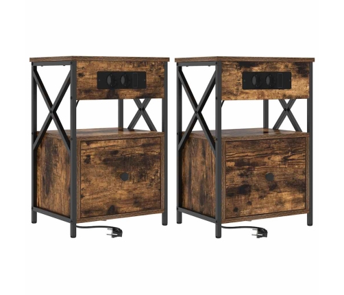 Gultas Skapji 2 Pcs Dūmakaina Ozolkoka 40 X 31 X 60 Cm Vidaxl