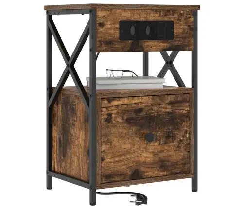 Öölambi Kapp 2 Pcs Suitsetatud Tamm 40 X 31 X 60 Cm Tehispuit