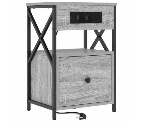 Gultas Skapji 2 Pcs Pelēka Sonomas Ozola 40 X 31 X 60 Cm Vidaxl