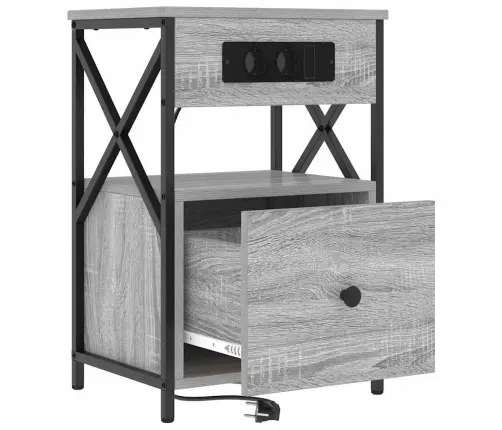 Gultas Skapji 2 Pcs Pelēka Sonomas Ozola 40 X 31 X 60 Cm Vidaxl