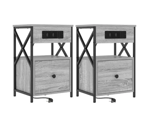 Gultas Skapji 2 Pcs Pelēka Sonomas Ozola 40 X 31 X 60 Cm Vidaxl