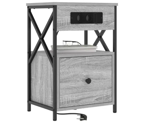 Gultas Skapji 2 Pcs Pelēka Sonomas Ozola 40 X 31 X 60 Cm Vidaxl