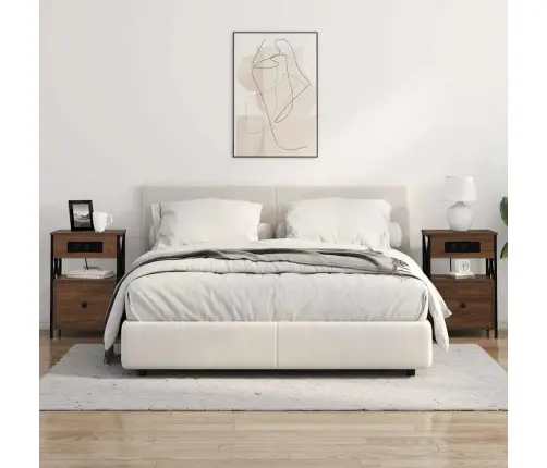 Nakts Skapītis Brūna Ozolkoka 40 X 31 X 60 Cm Inženierijas Koks Vidaxl