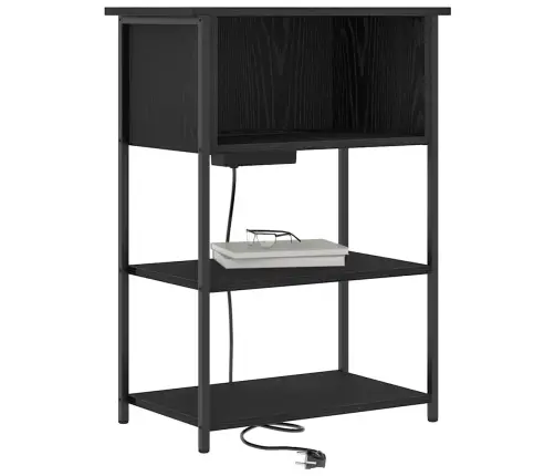 Nakts Skapītis Melns Ozols 55 X 31 X 76 Cm Inženierijas Koks Vidaxl