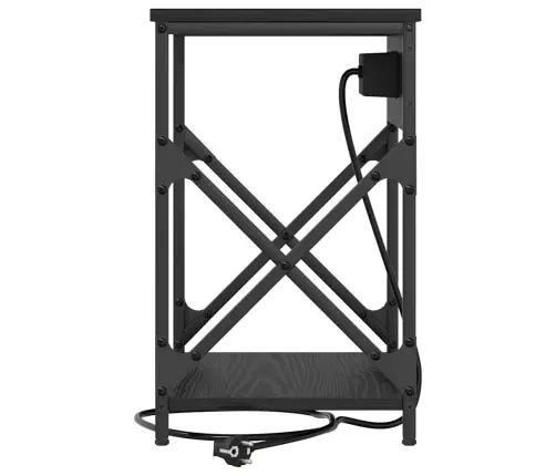 Naktinis Staliukas Su Įkrovimo Stotimi 2 Pcs Juoda Ąžuolo