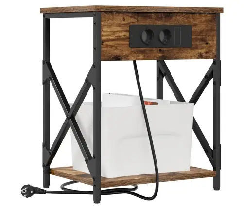 Nakts Skapītis Ar Atvilktni Dūmakaina Ozolkoka 41 X 31 X 51 Cm Vidaxl