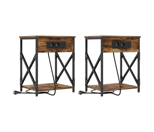 Öölambi Kapp 2 Pcs Suitsetatud Tamm 41 X 31 X 51 Cm Tehispuit