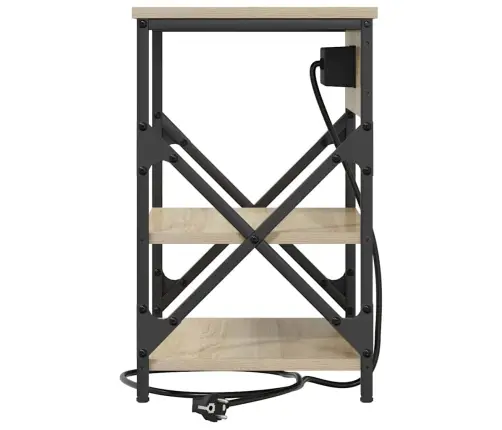 Nakts Skapis Ar Uzlādes Staciju Sonomas Ozola Inženierijas Koks Vidaxl