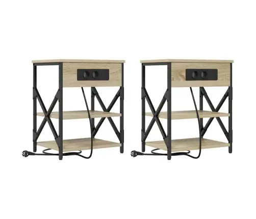 Šalia Lovos Spintelė 2 Pcs Sonoma Ąžuolas 41 X 31 X 51 Cm