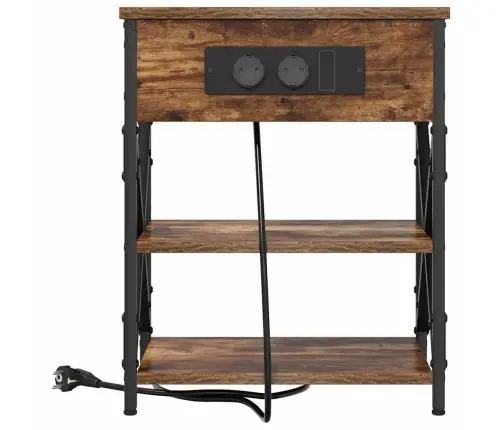 Nakts Skapis Ar Uzlādes Staciju Ar Plauktu Dūmakaina Ozolkoka Vidaxl