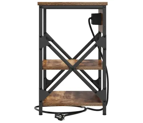 Nakts Skapis Ar Uzlādes Staciju Ar Plauktu Dūmakaina Ozolkoka Vidaxl