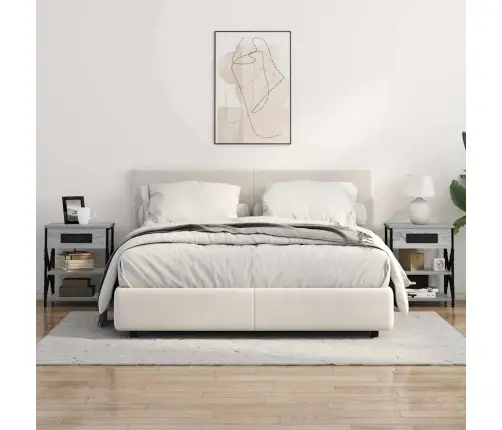 Nakts Skapis Ar Uzlādes Staciju 2 Pcs Pelēka Sonomas Ozola Vidaxl