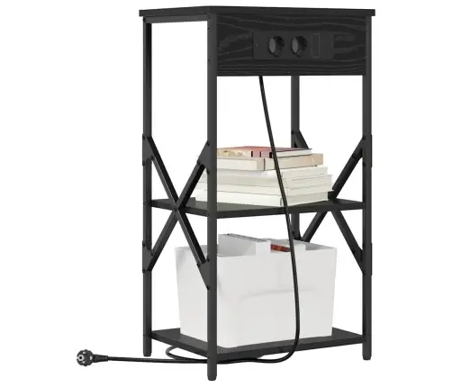 Nakts Skapītis Melns Ozols 41 X 31 X 76 Cm Inženierijas Koks Vidaxl