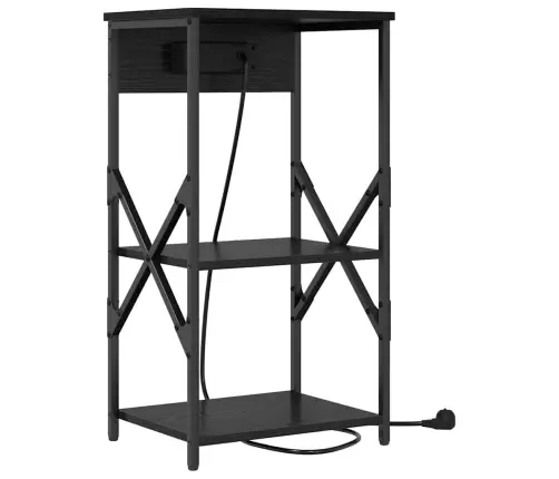 Gultas Skapji Ar Plauktu Ar Uzglabāšanu 2 Pcs Melns Ozols 41 X 31 X 76 Cm Vidaxl