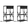 Gultas Skapji Ar Plauktu Ar Uzglabāšanu 2 Pcs Melns Ozols 41 X 31 X 76 Cm Vidaxl