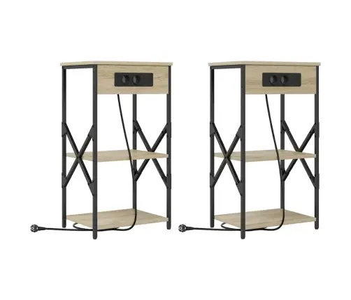 Gultas Skapji Ar Plauktu 2 Pcs Sonomas Ozola 41 X 31 X 76 Cm Vidaxl