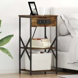 Šalia Lovos Spintelė 2 Pcs Dūminio Ąžuolo 41 X 31 X 76 Cm