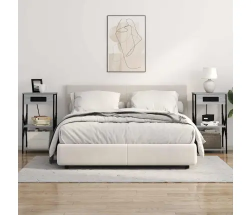 Šalia Lovos Spintelė 2 Pcs Pilka Sonoma Ąžuolo 41 X 31 X 76 Cm