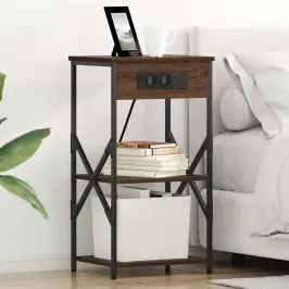 Nakts Skapītis Brūna Ozolkoka 41 X 31 X 76 Cm Inženierijas Koks Vidaxl