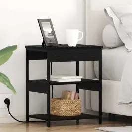 Nakts Skapītis 2 Pcs Melns Ozols Inženierijas Koks Vidaxl