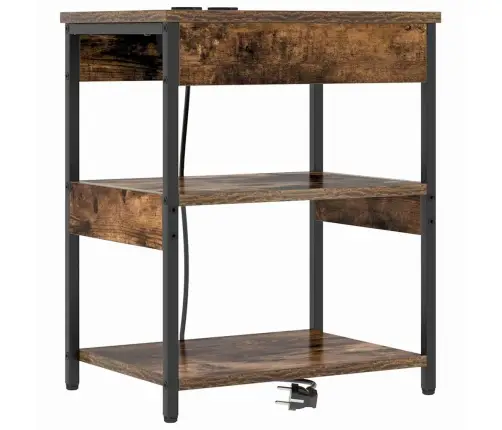 Šalia Lovos Spintelė 2 Pcs Dūminio Ąžuolo Apdirbta Mediena Šalia Lovos Spintelė 2 Pcs Dūminio Ąžuolo Apdirbta Mediena