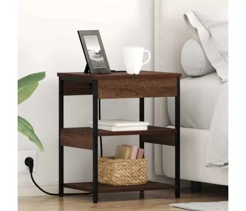 Nakts Skapītis Brūna Ozolkoka 41 X 31 X 51 Cm Inženierijas Koks Vidaxl