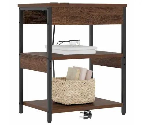 Nakts Skapītis Brūna Ozolkoka 41 X 31 X 51 Cm Inženierijas Koks Vidaxl