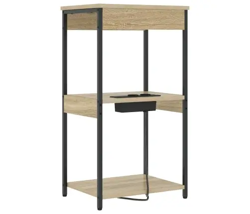 Nakts Skapis Ar Uzlādes Staciju Sonomas Ozola Inženierijas Koks Vidaxl