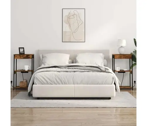 Nakts Skapis Ar Uzlādes Staciju Ar Plauktu Dūmakaina Ozolkoka Vidaxl