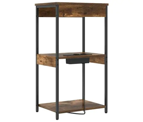 Nakts Skapis Ar Uzlādes Staciju Ar Plauktu Dūmakaina Ozolkoka Vidaxl