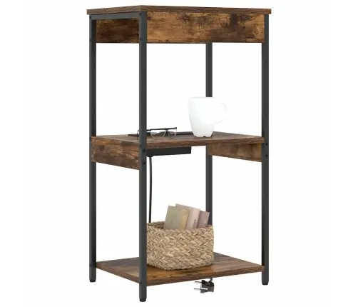 Nakts Skapis Ar Uzlādes Staciju Ar Plauktu Dūmakaina Ozolkoka Vidaxl