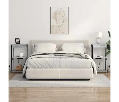 Nakts Skapis Ar Uzlādes Staciju Ar Plauktu Pelēka Sonomas Ozola Vidaxl