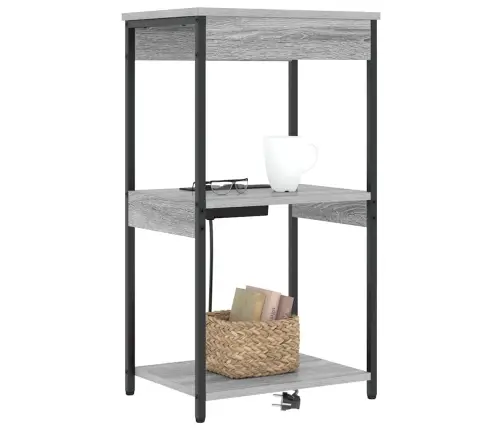 Nakts Skapis Ar Uzlādes Staciju Ar Plauktu Pelēka Sonomas Ozola Vidaxl