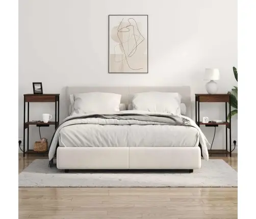 Nakts Skapis Ar Uzlādes Staciju Ar Plauktu Ar Uzglabāšanu Brūna Ozolkoka Vidaxl