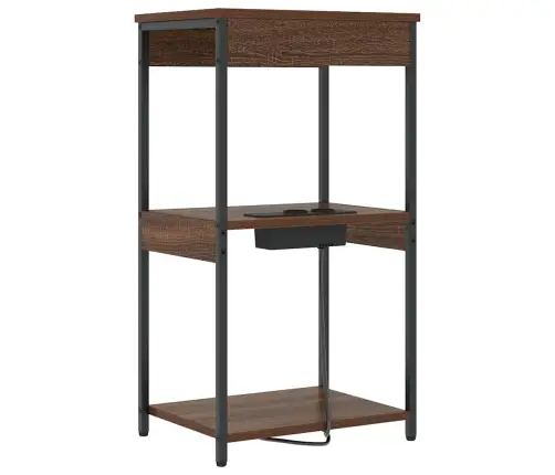 Nakts Skapis Ar Uzlādes Staciju Ar Plauktu Ar Uzglabāšanu Brūna Ozolkoka Vidaxl