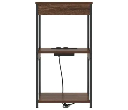 Nakts Skapis Ar Uzlādes Staciju Ar Plauktu Ar Uzglabāšanu Brūna Ozolkoka Vidaxl