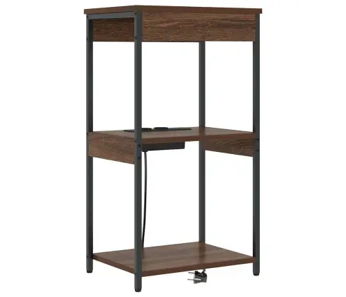 Nakts Skapis Ar Uzlādes Staciju Ar Plauktu Ar Uzglabāšanu Brūna Ozolkoka Vidaxl