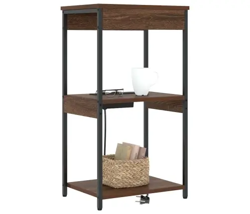 Nakts Skapis Ar Uzlādes Staciju Ar Plauktu Ar Uzglabāšanu Brūna Ozolkoka Vidaxl