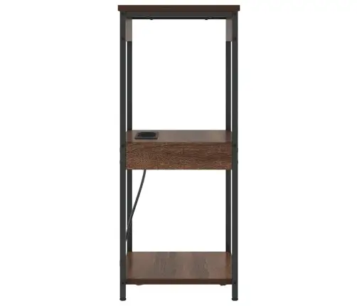 Nakts Skapis Ar Uzlādes Staciju Ar Plauktu Ar Uzglabāšanu Brūna Ozolkoka Vidaxl