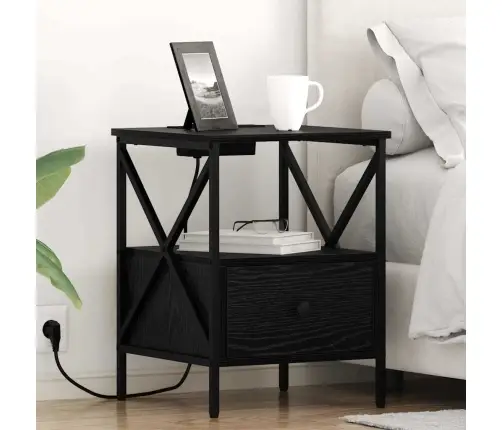 Nakts Skapītis 2 Pcs Melns Ozols 41.5 X 40.5 X 55 Cm Vidaxl